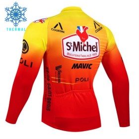 Wielershirt 2024 St. Michel-Auber93 Lange Mouw Winter Thermal Fleece Rood